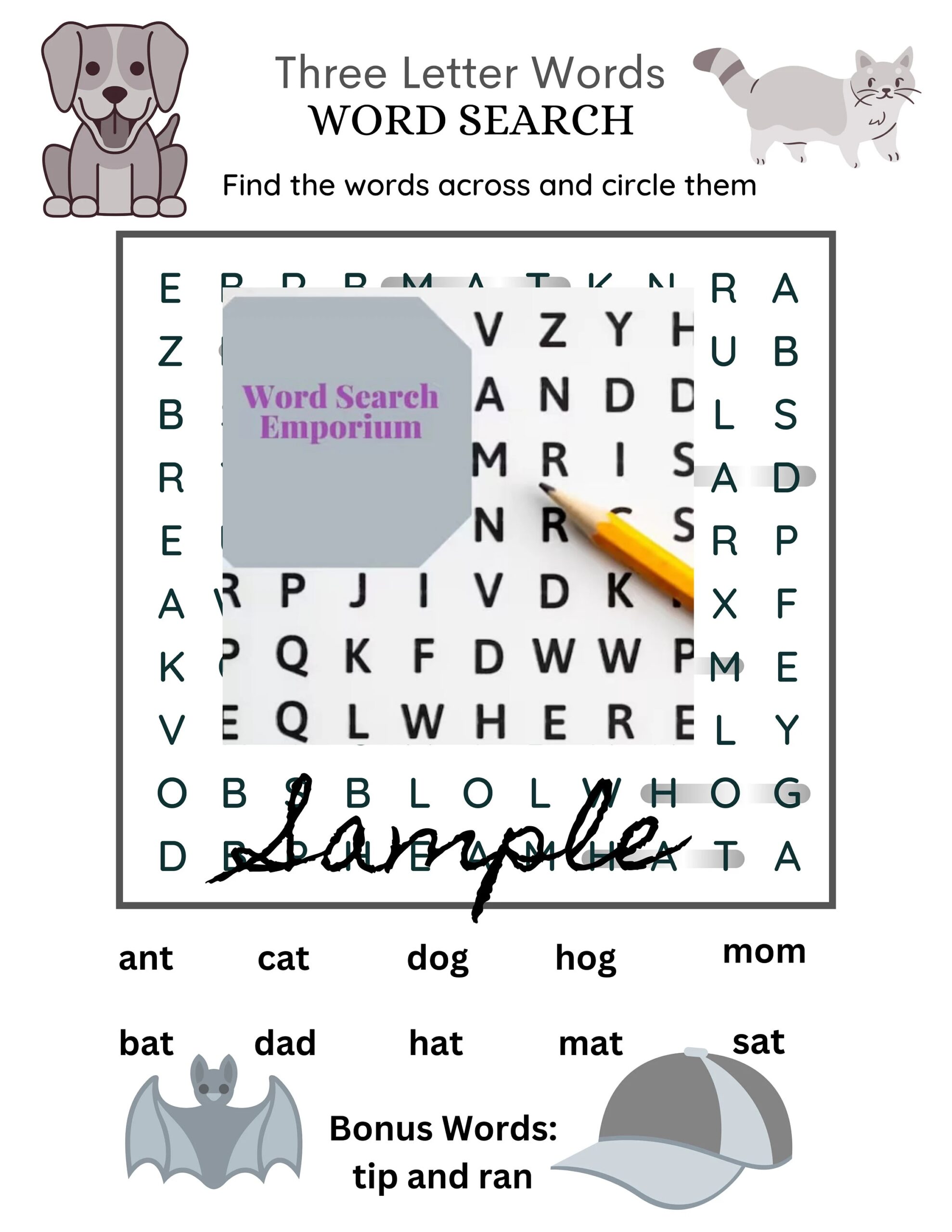 Printable Three Letter Word Search