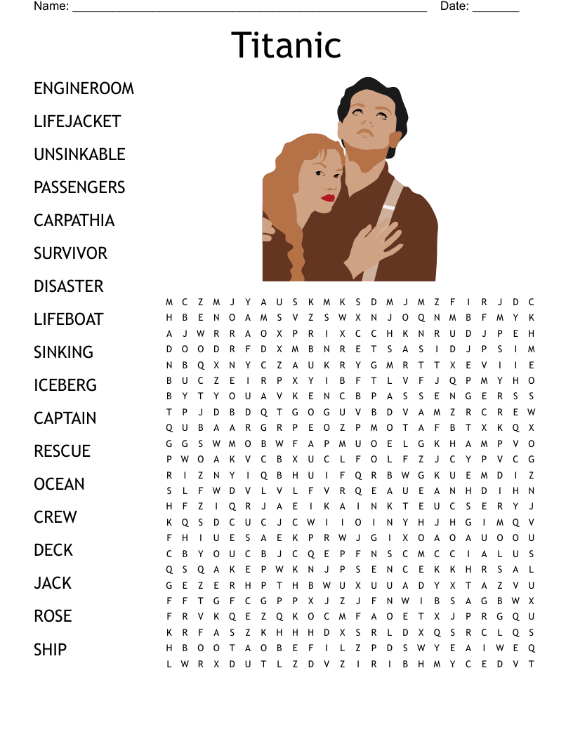 Titanic Word Search WordMint
