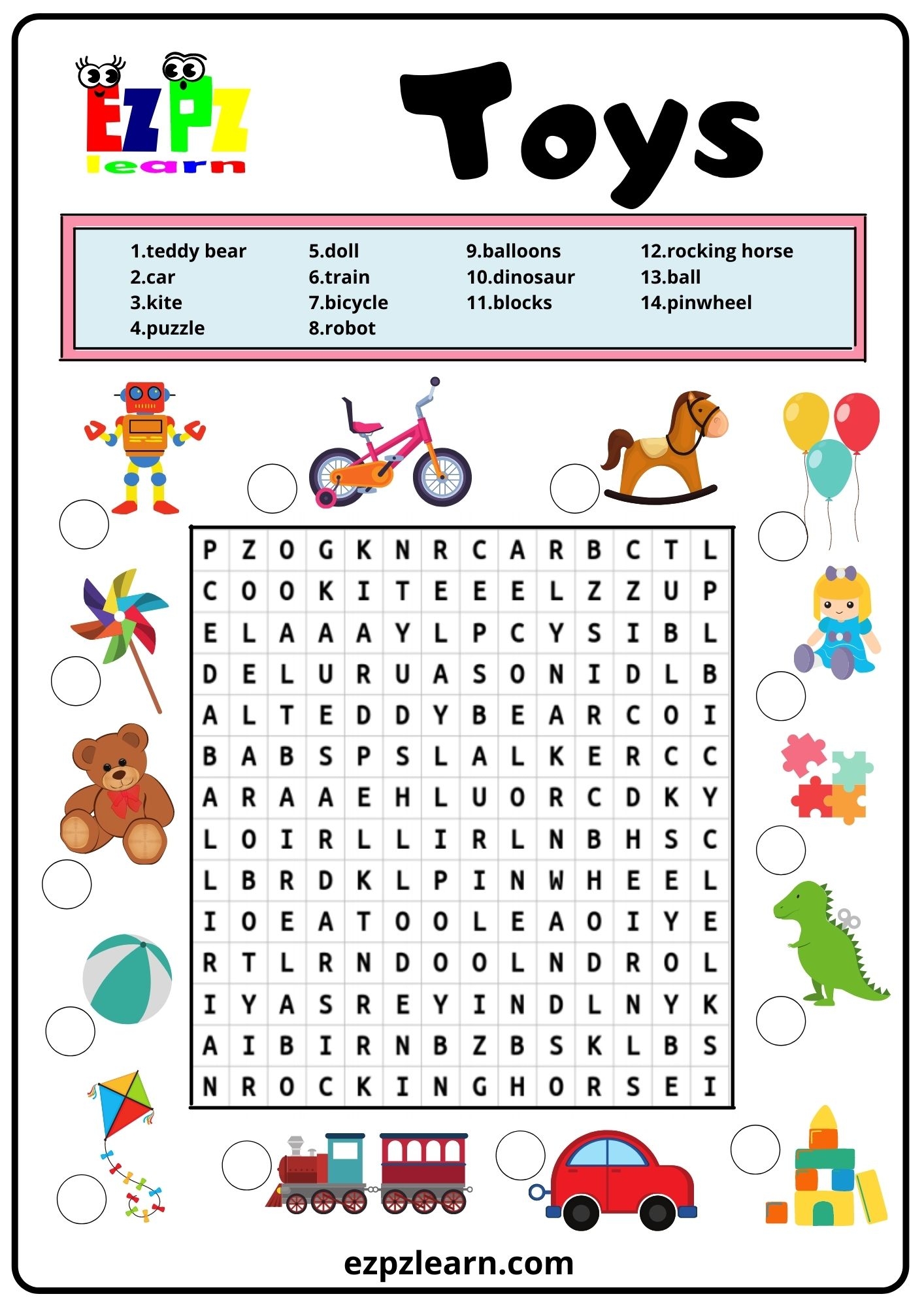 Toys Word Search 2 Ezpzlearn Toys Word Search 2 Ezpzlearn