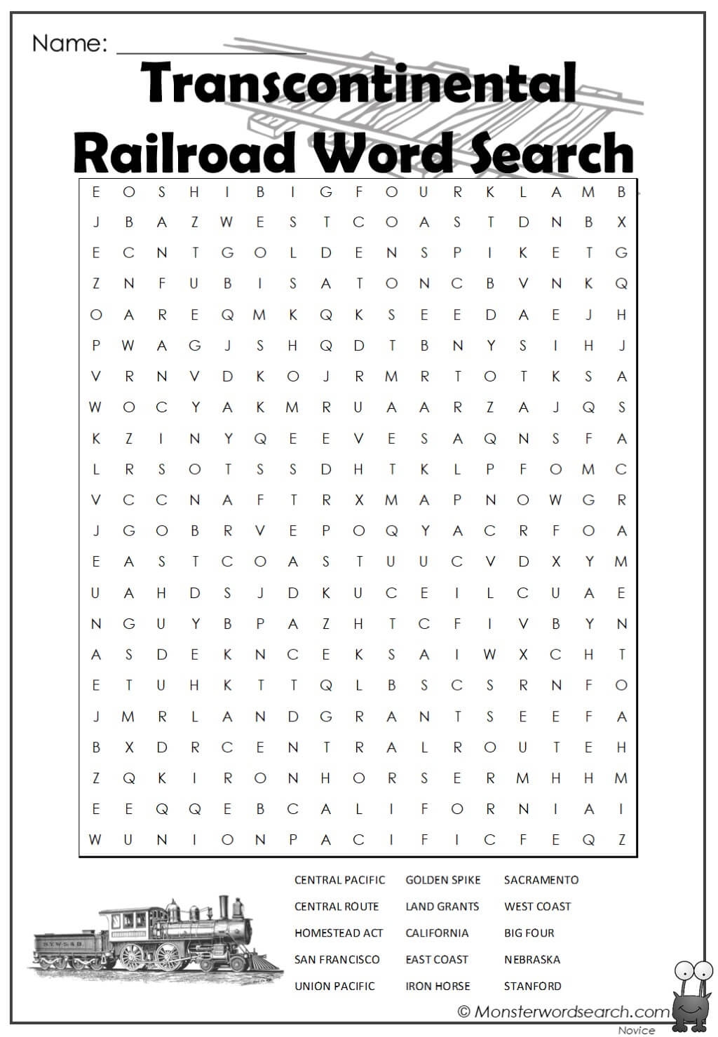 Train Word Search Printable Train Word Search Printable