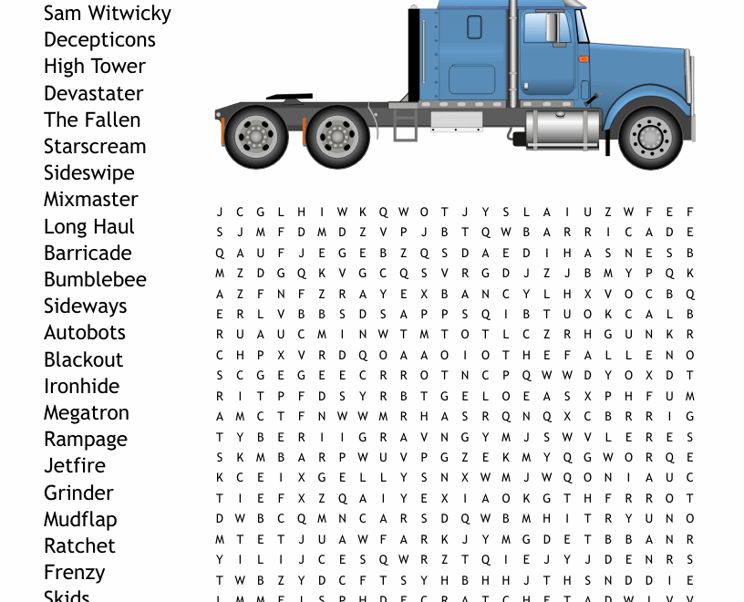 Transformers Word Search WordMint