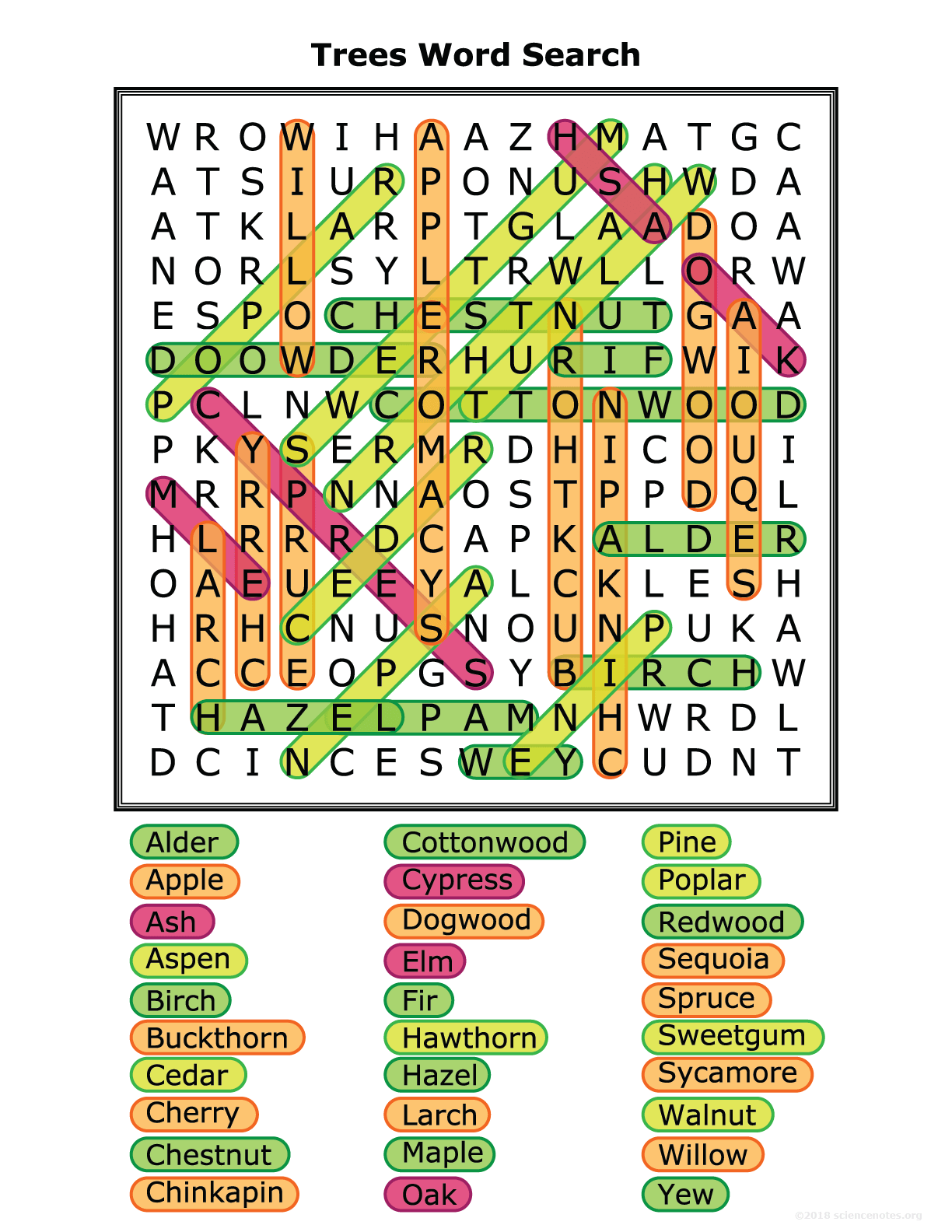 Trees Word Search