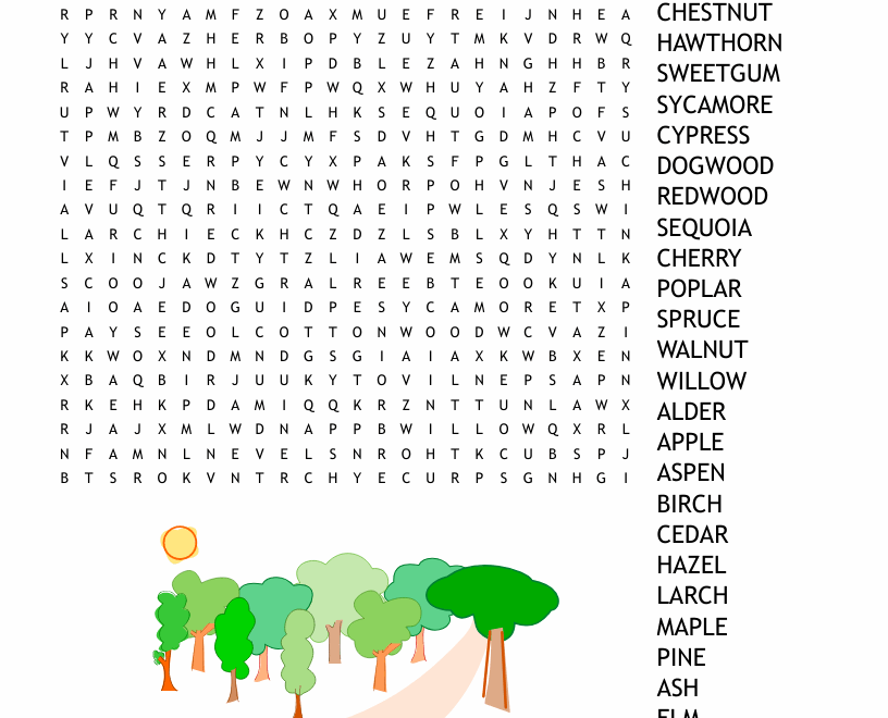 Trees Word Search WordMint