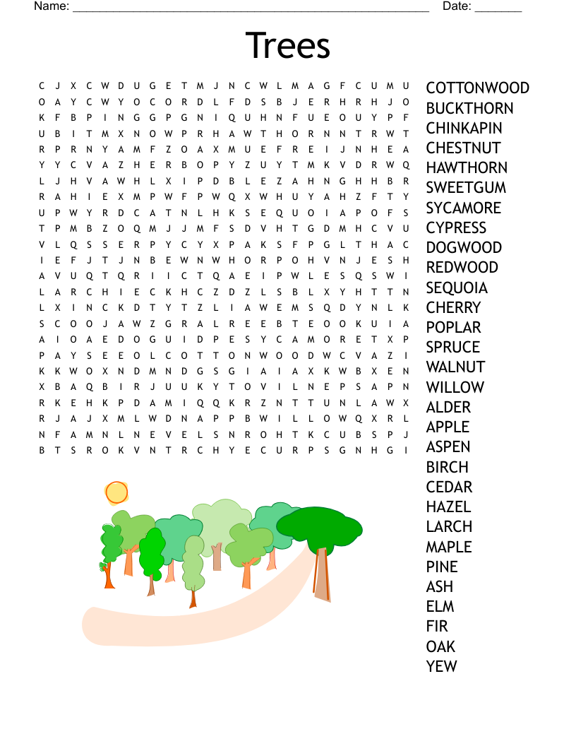Trees Word Search WordMint