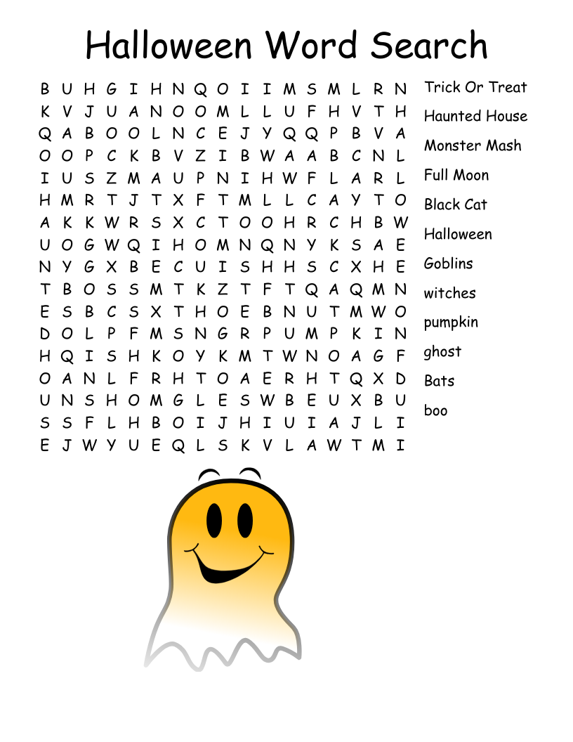 Trick Or Treat Word Search WordMint