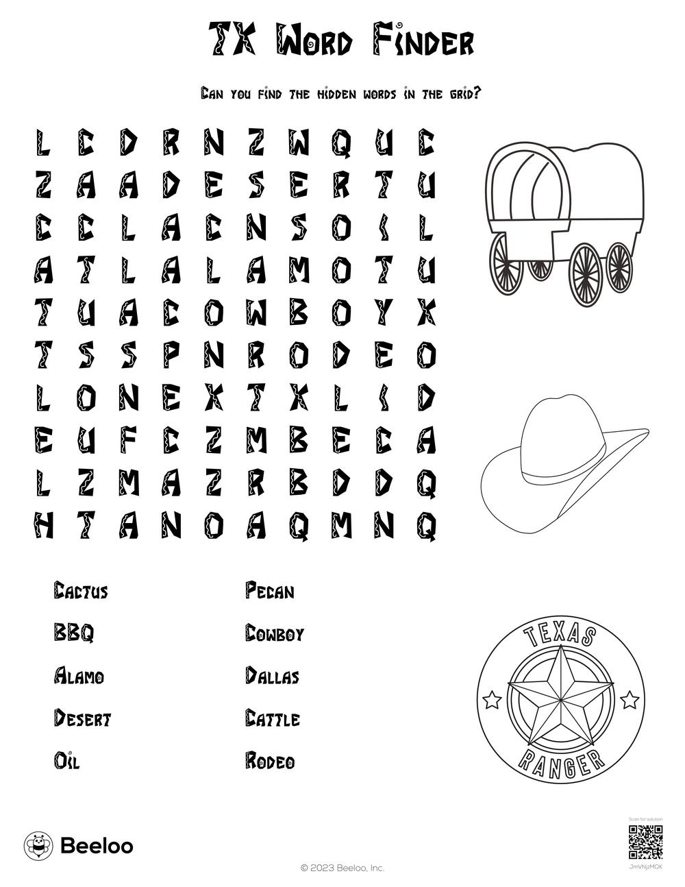 Printable Cactus Word Search