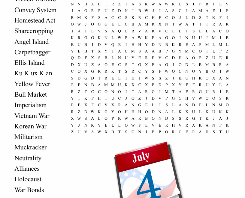 U S History Word Search WordMint