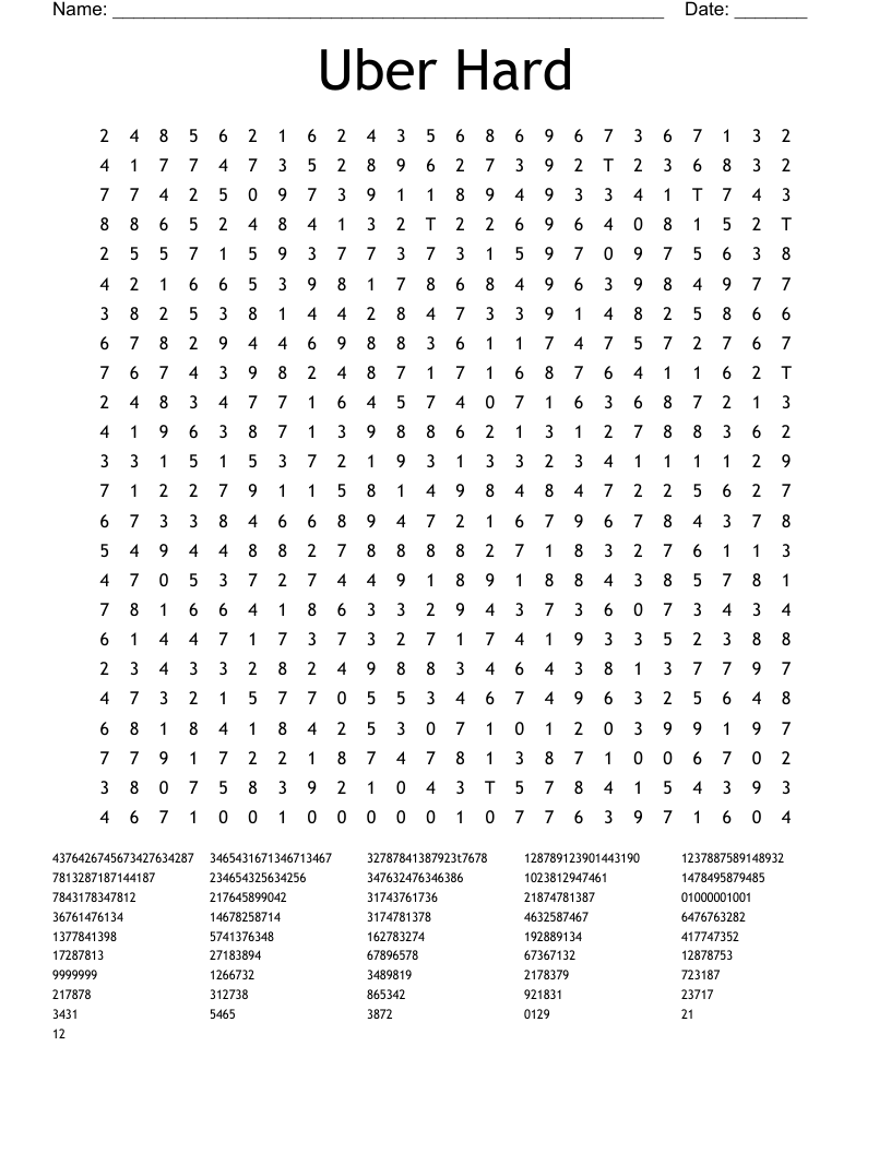 Uber Hard Word Search WordMint