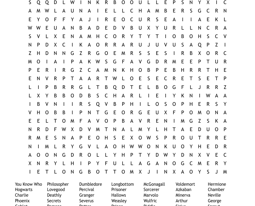 Ultimate Harry Potter Word Search WordMint