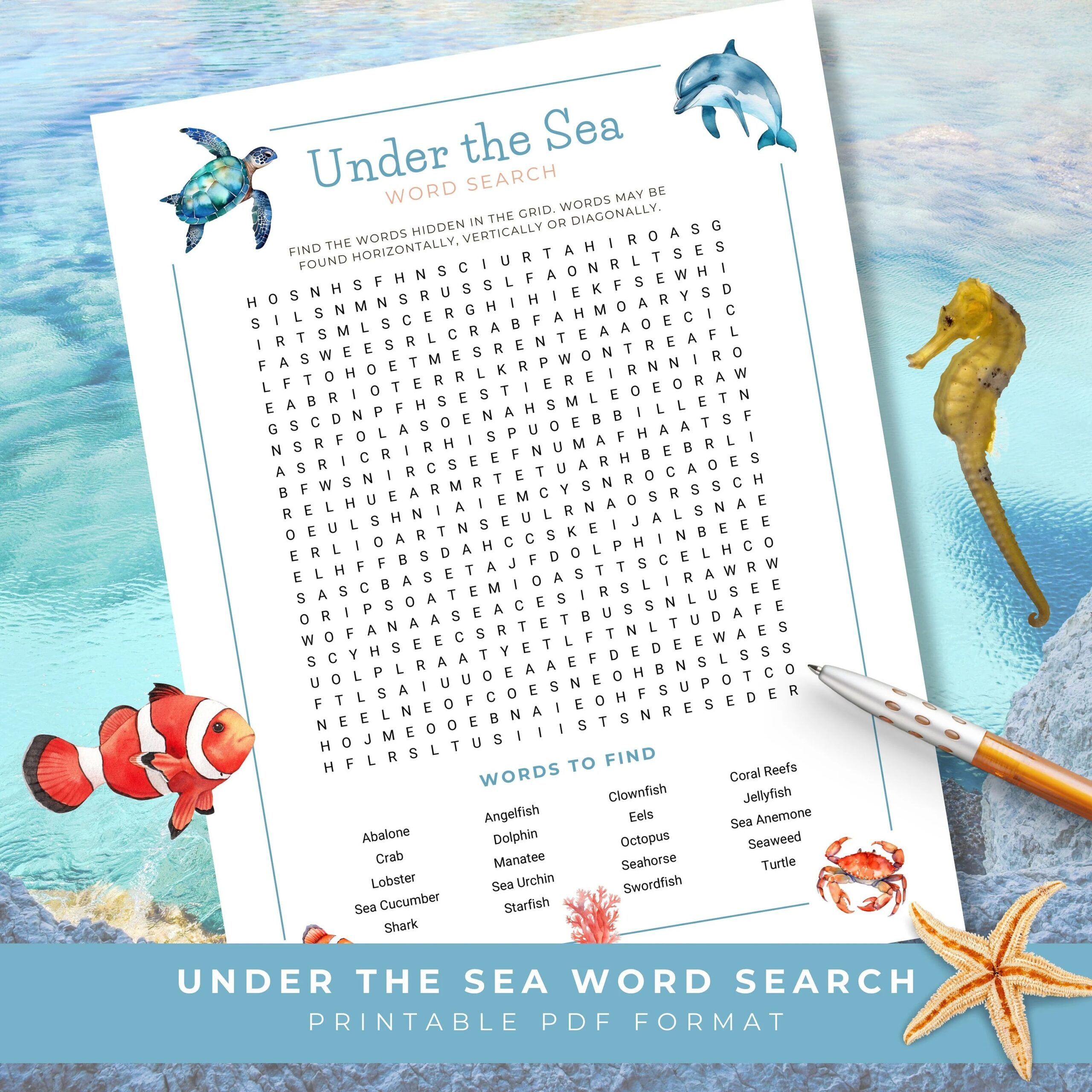 Under The Sea Word Search Printable