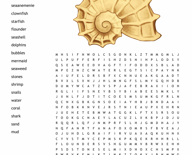 Under The Sea Word Search WordMint