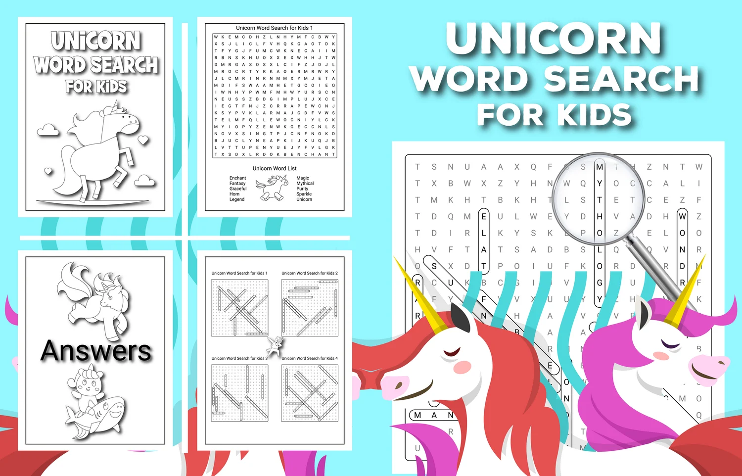 Unicorn Word Search For Kids Payhip