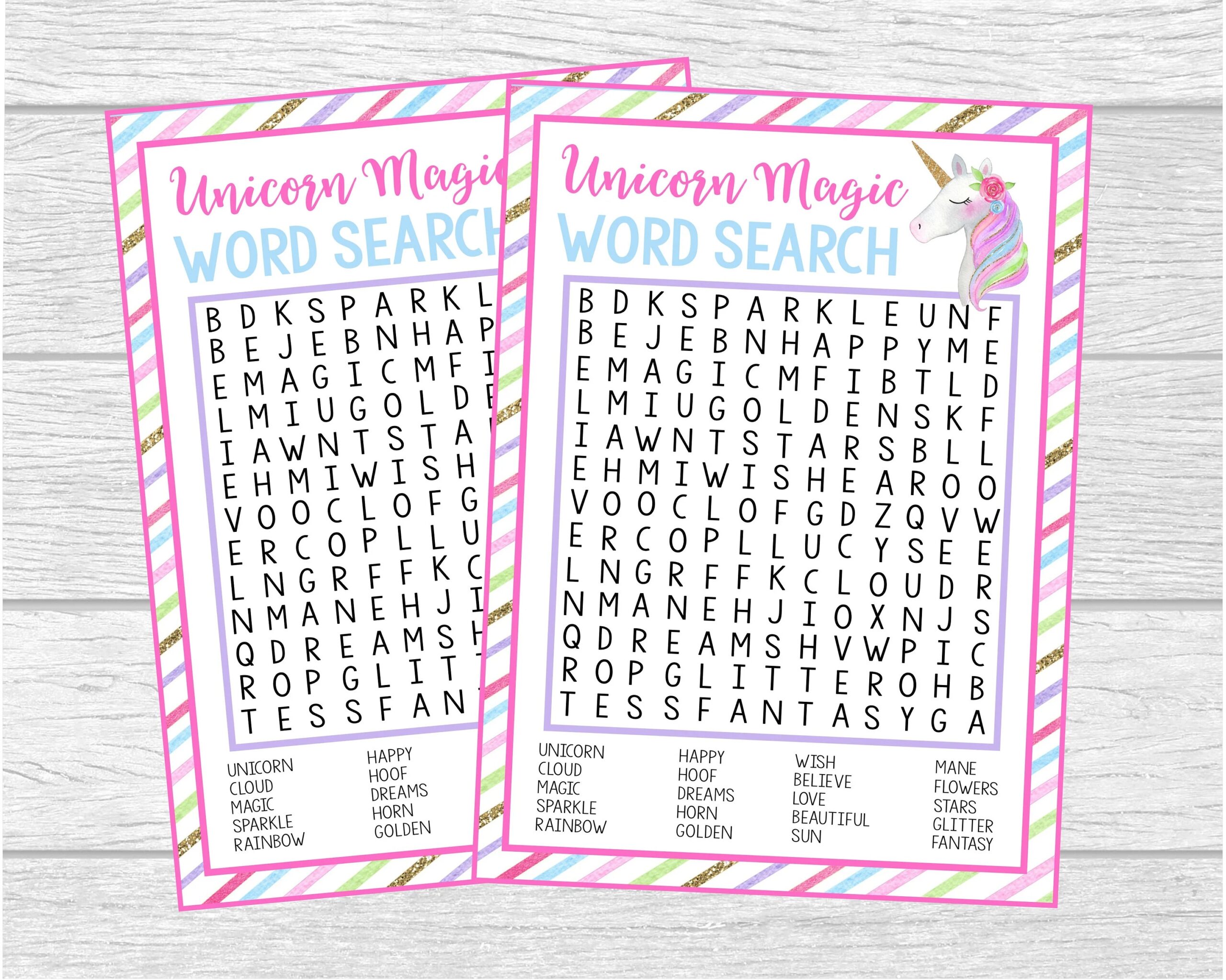 Word Search Puzzles Printable Unicorns