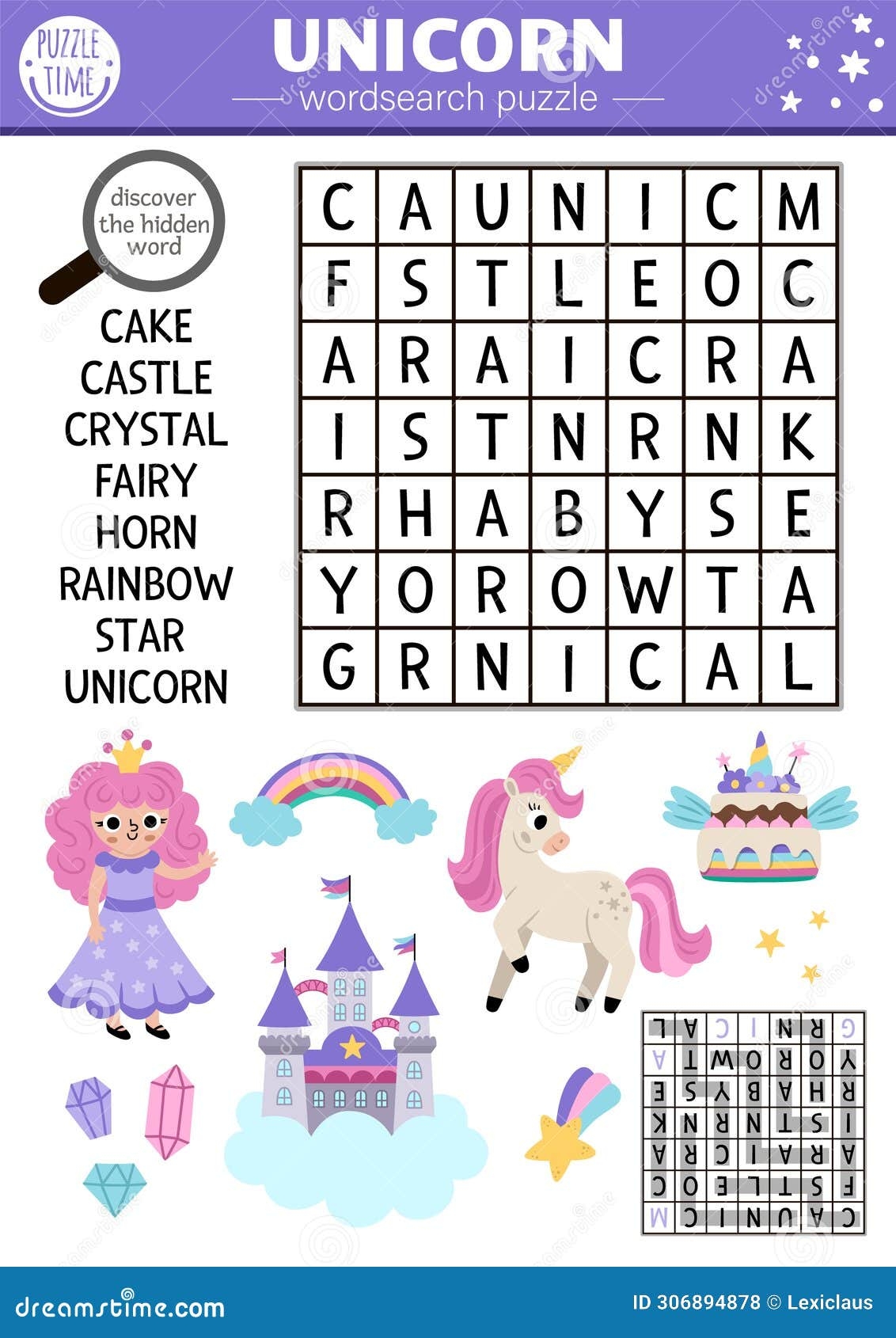 Unicorn Word Search Puzzle Activity Game No Prep Animal Fun Worksheets Library