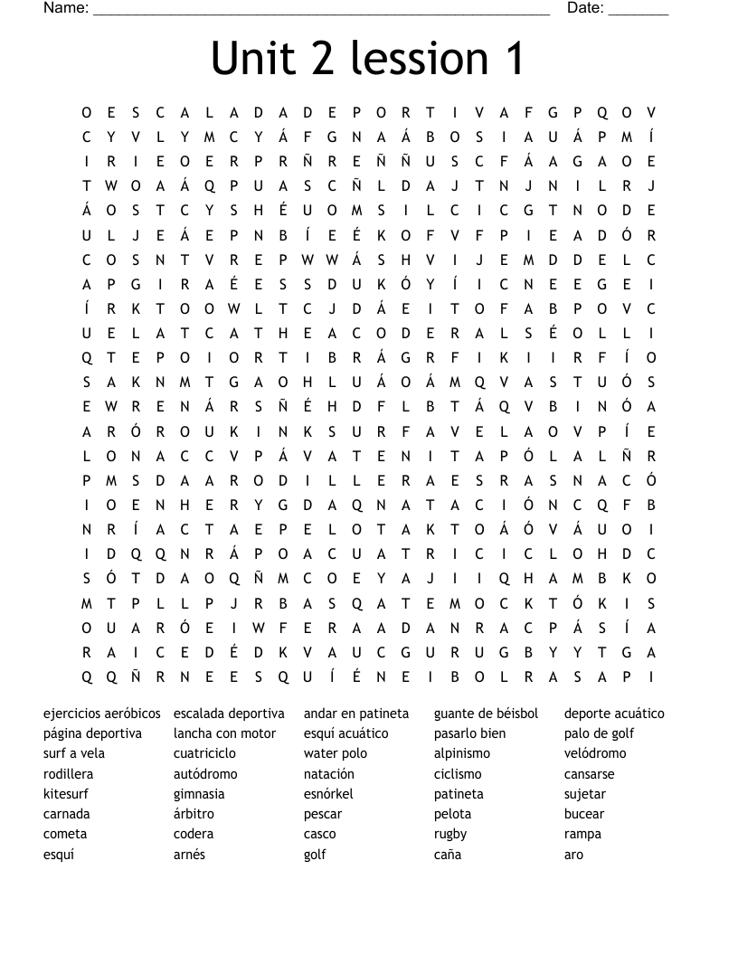 Unit 2 Lession 1 Word Search WordMint