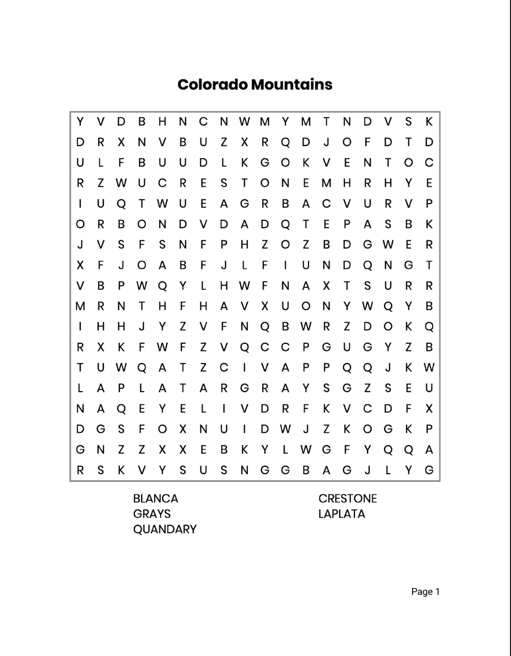 Printable Geography Word Search