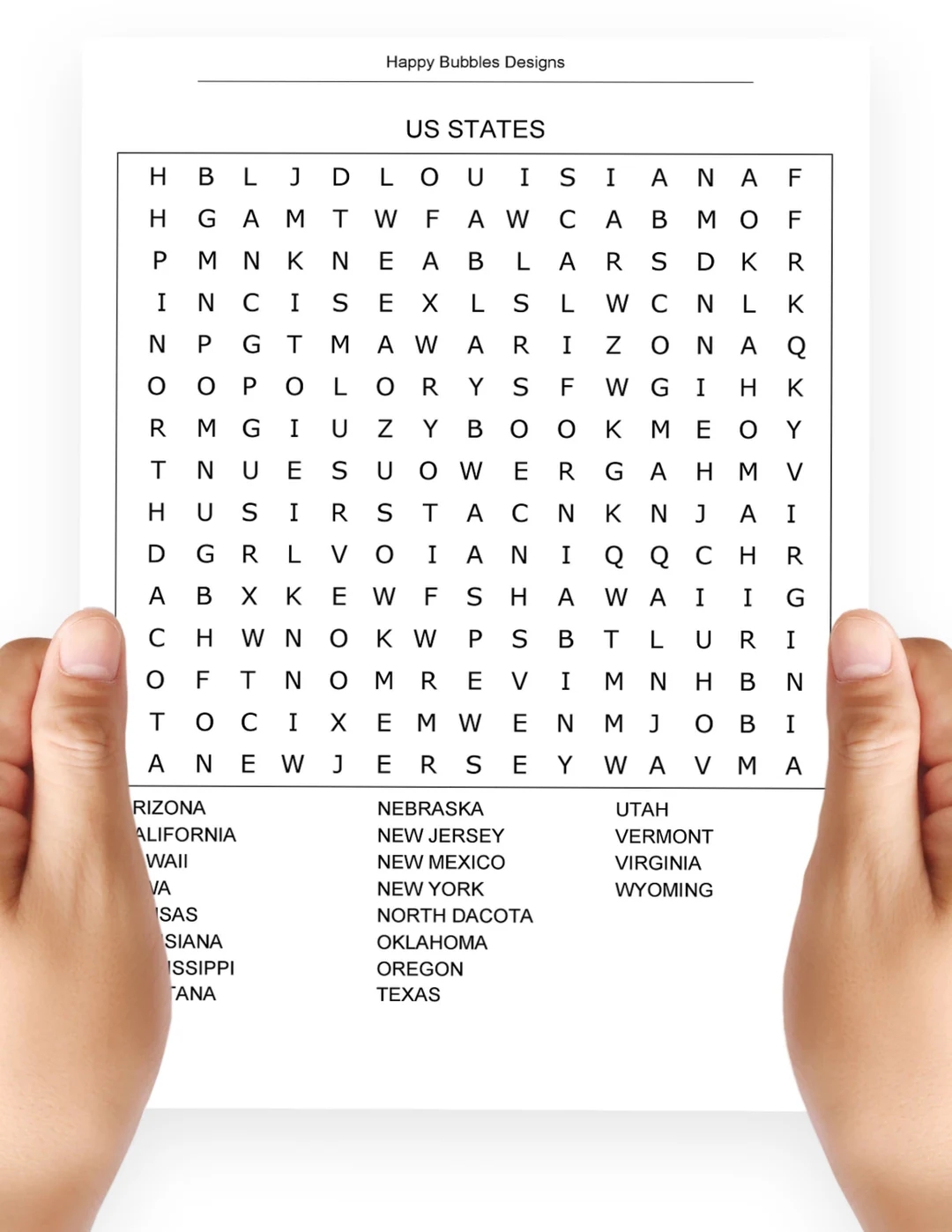US States Word Search Puzzle In Large Print Etsy