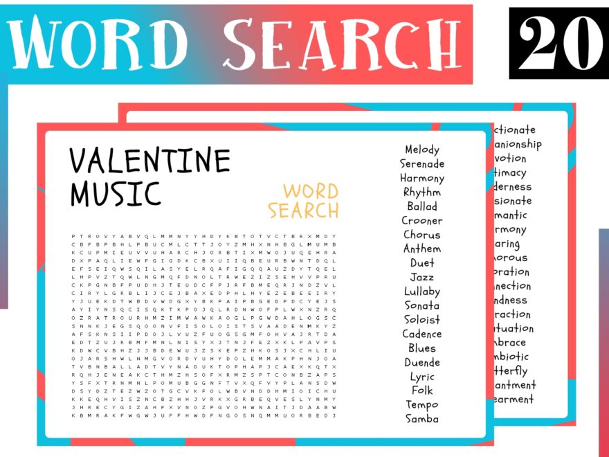 Valentine Music No Prep Word Search Puzzle Worksheet Activity For Morning Work Made By Teachers