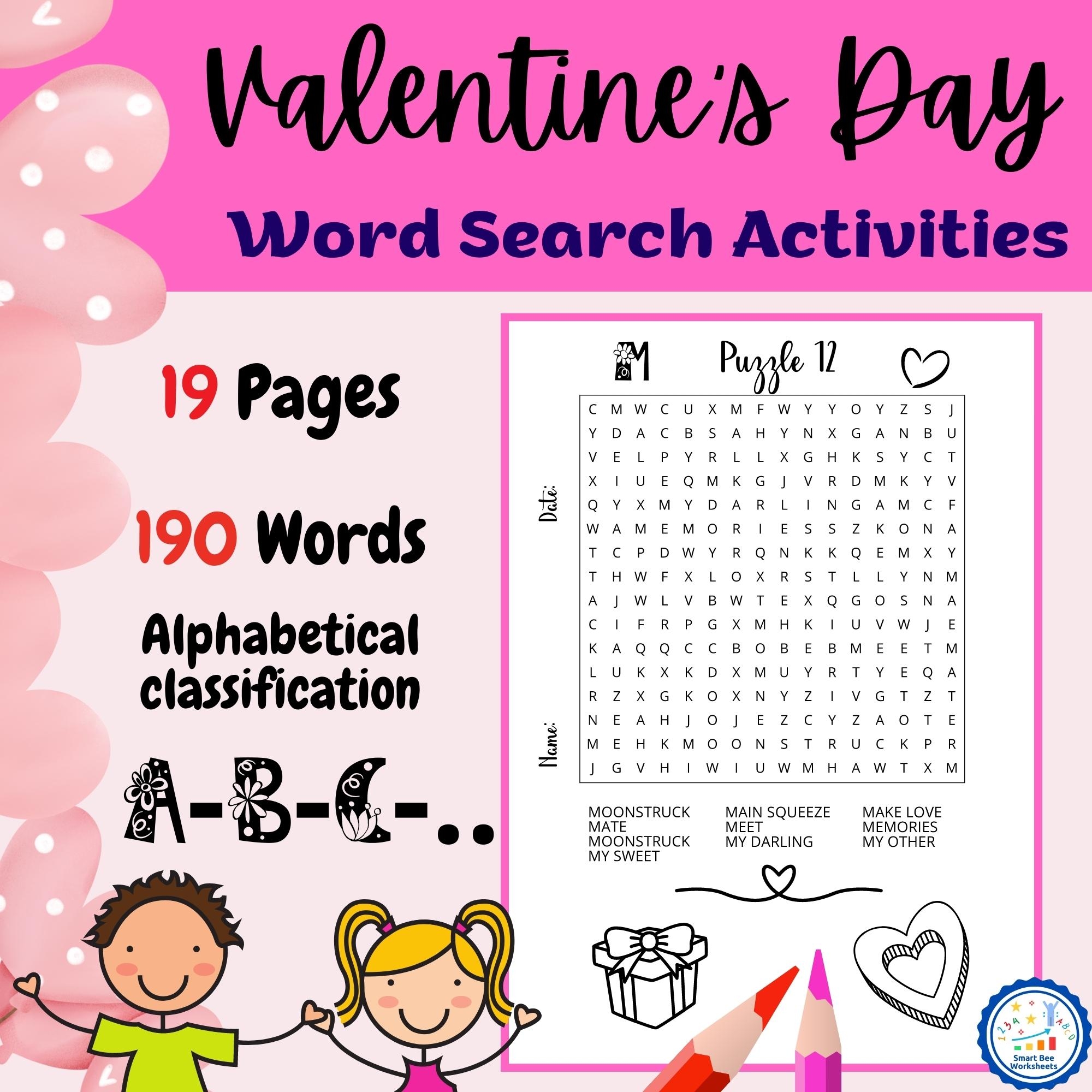Valentine s Day Activities Valentine s Day Word Search Puzzle 22 Pages Made By Teachers