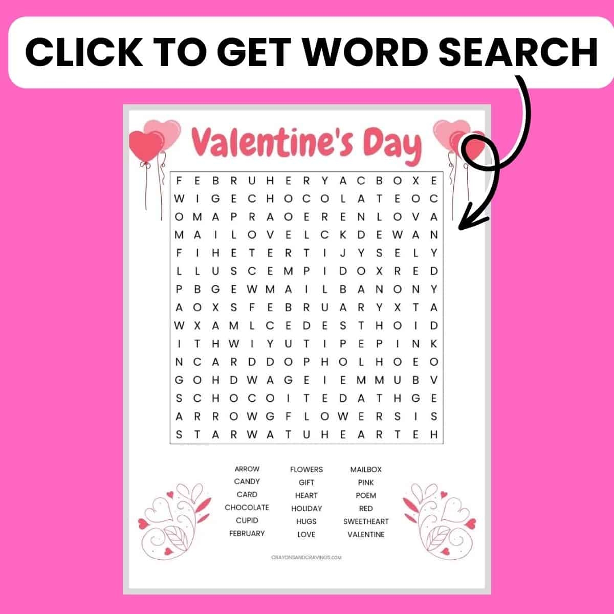 Valentine s Day Word Search Free Printable For Kids 
