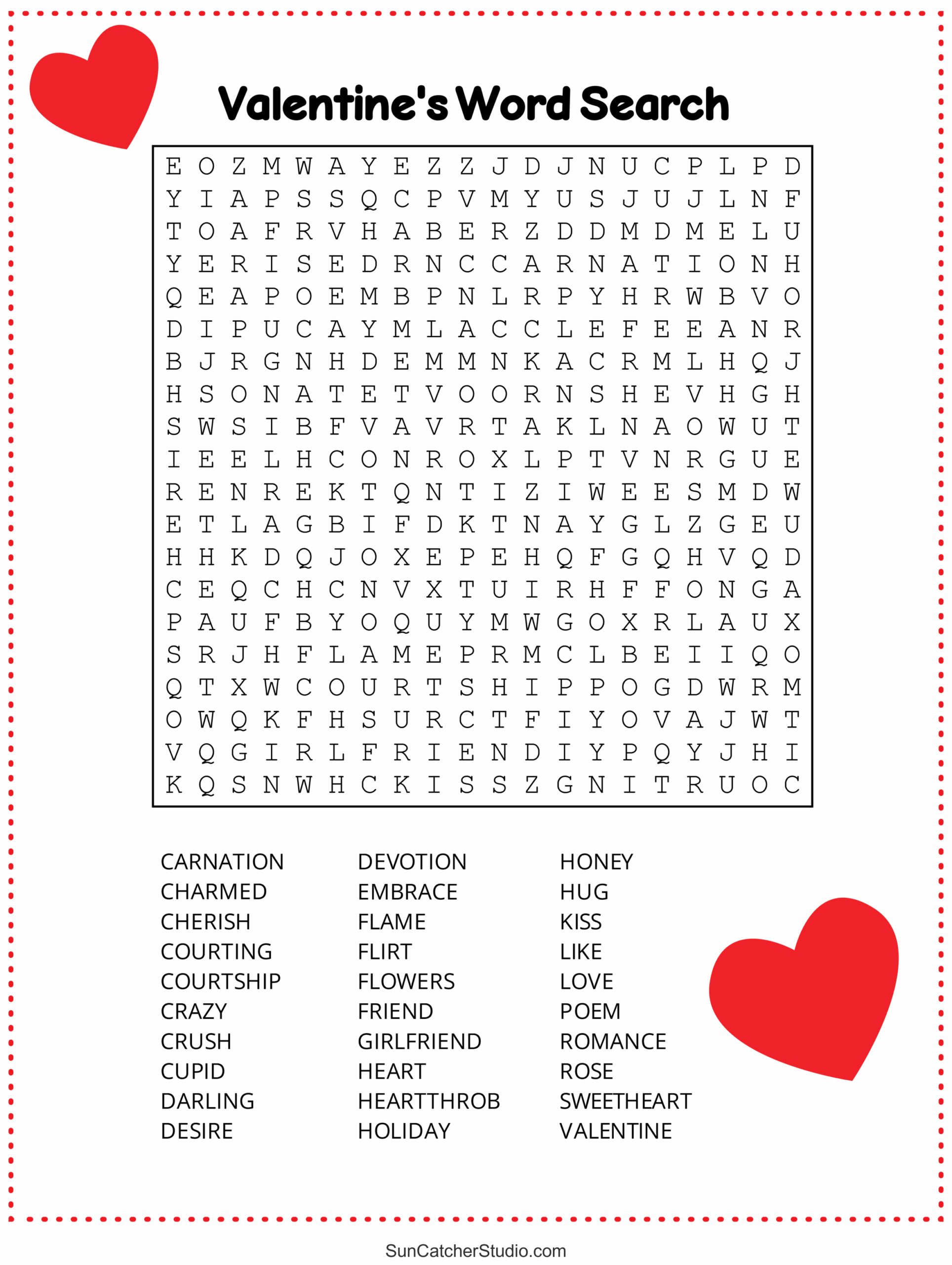 Valentine s Day Word Search Free Printable PDF Puzzles Free Printables Monograms Design Tools Patterns DIY Projects