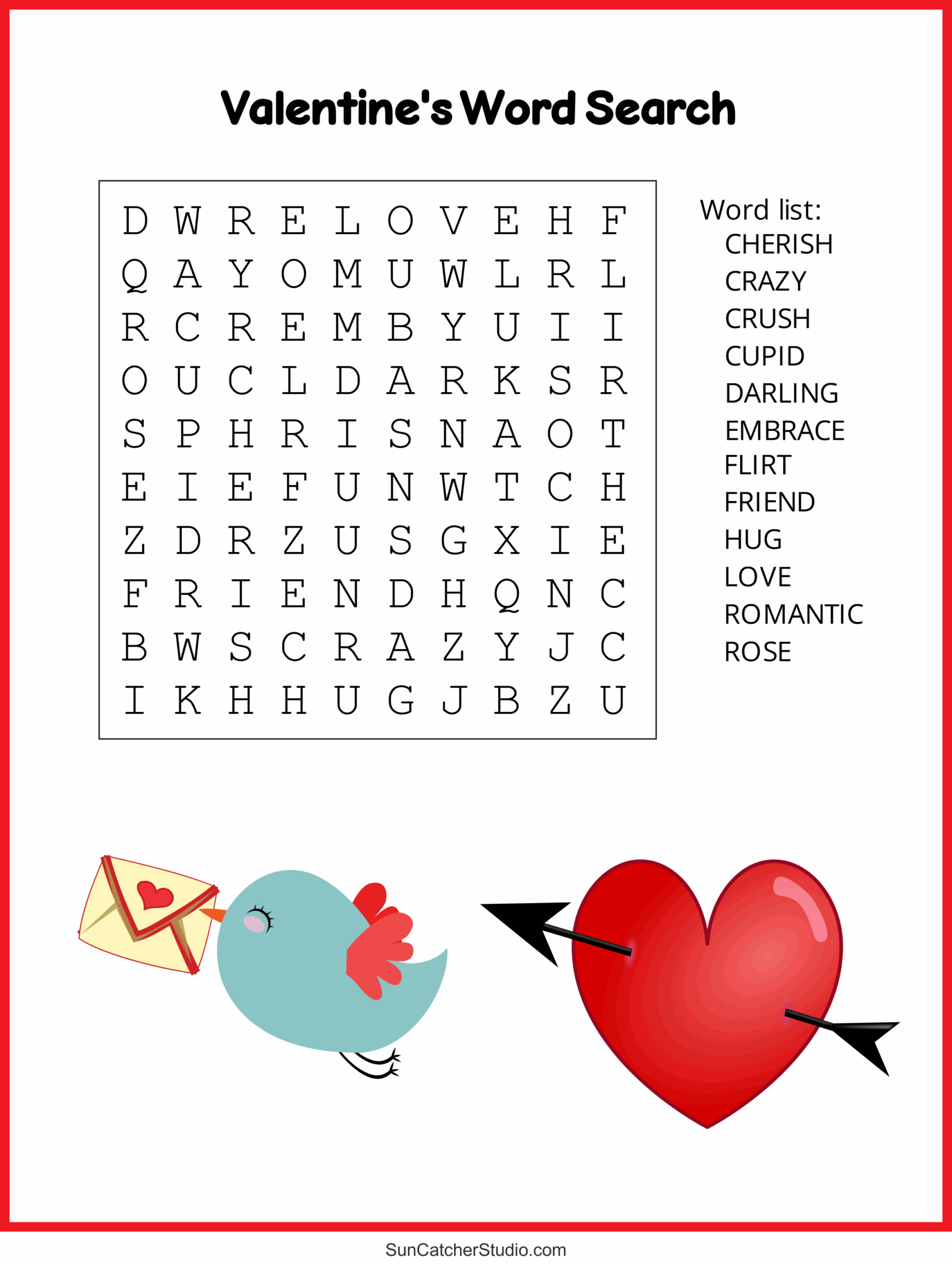Valentine s Day Word Search Free Printable PDF Puzzles Free Printables Monograms Design Tools Patterns DIY Projects