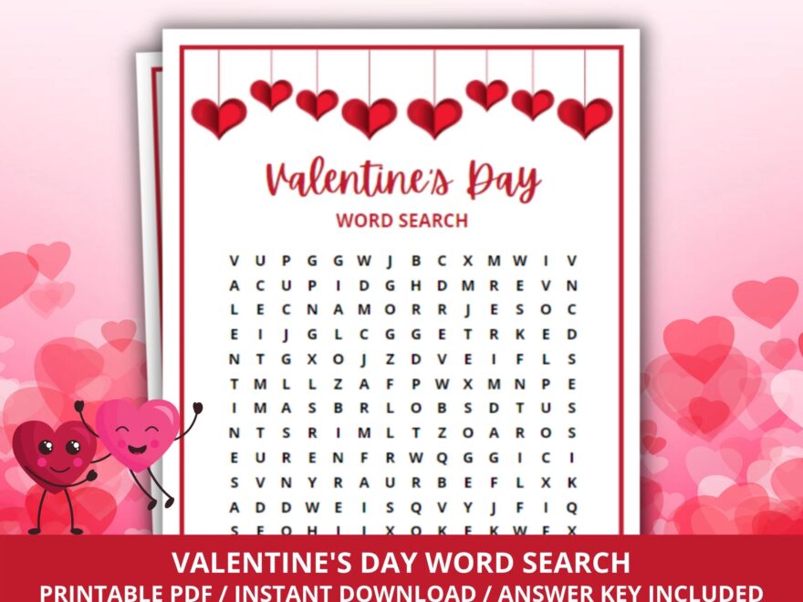 Valentine s Day Word Search Game Valentine s Party Game Valentine s Word Search For Kids Galentine s Day Games Fun Valentine s Day Games Etsy