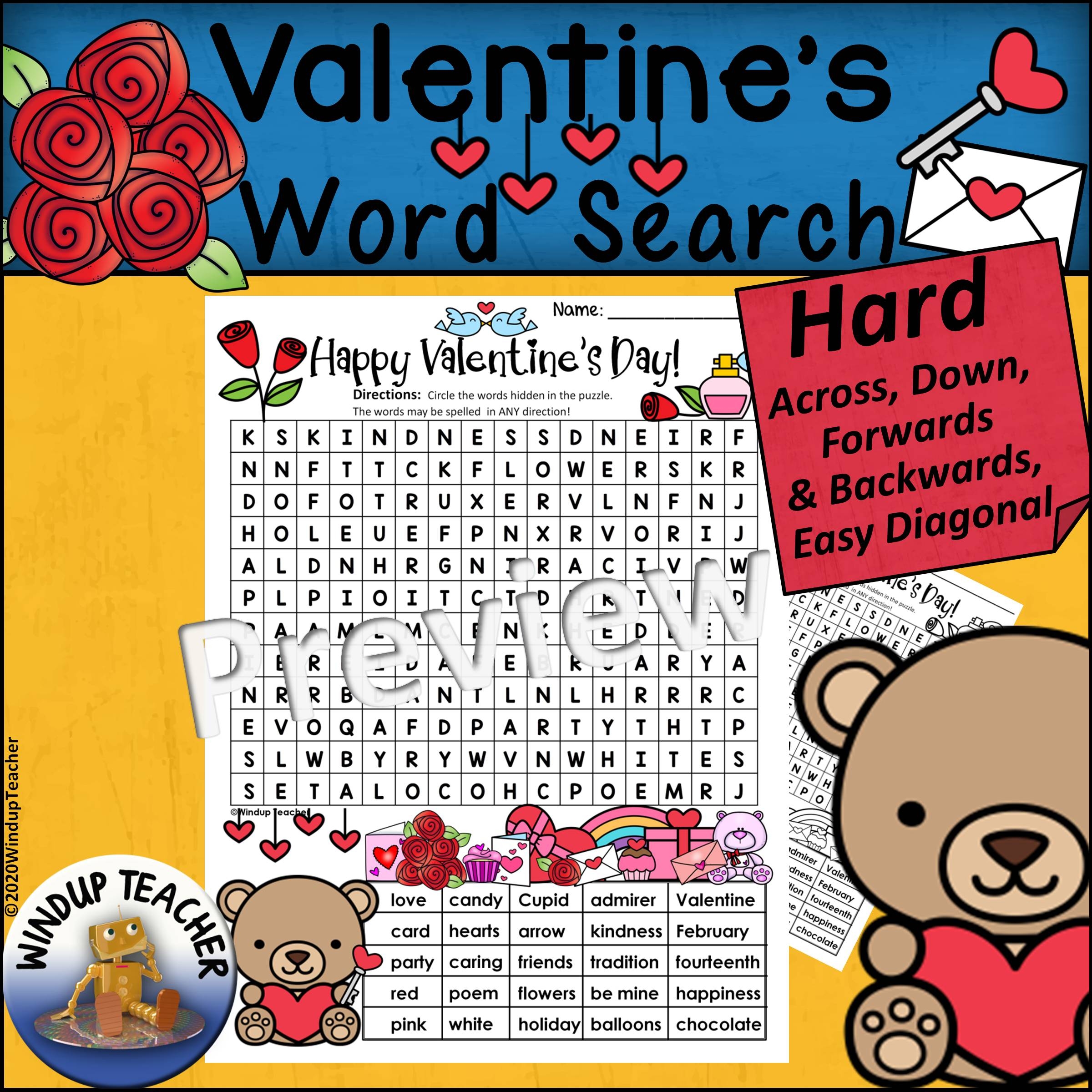 Valentine s Day Word Search HARD Puzzle Ready To Go Made By Teachers Valentine s Day Word Search HARD Puzzle Ready To Go Made By Teachers