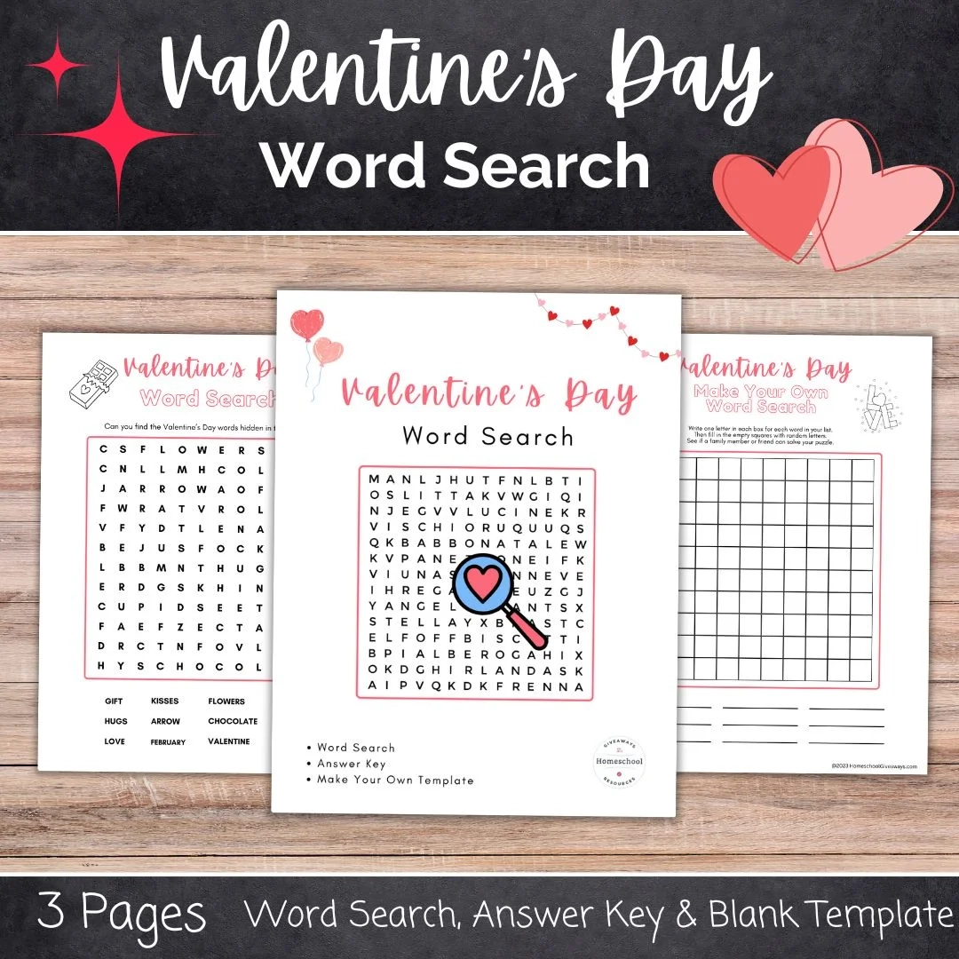 Valentine s Day Word Search Homeschool Giveaways Valentine s Day Word Search Homeschool Giveaways