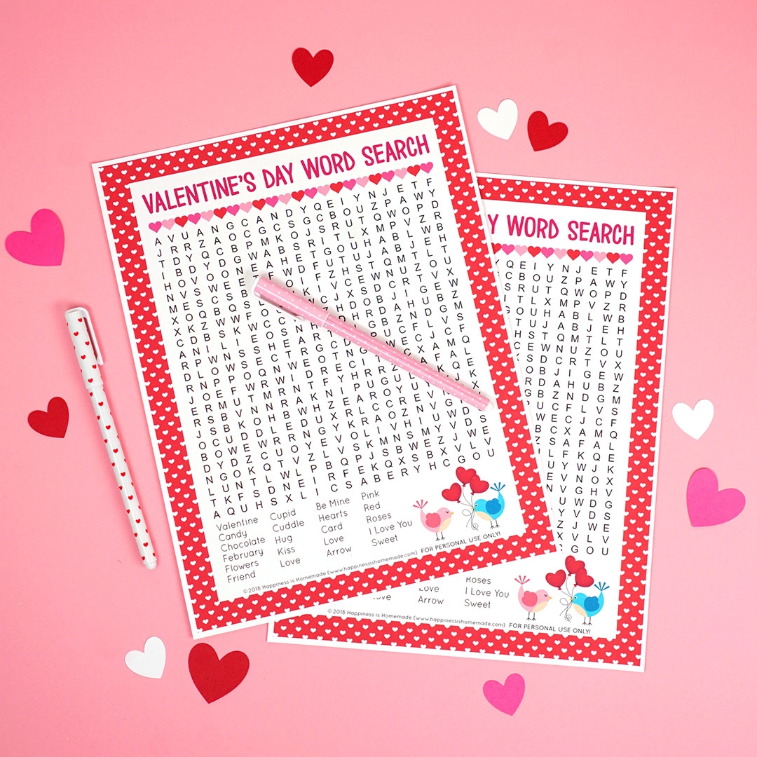 Valentine s Day Word Search Printable Happiness Is Homemade