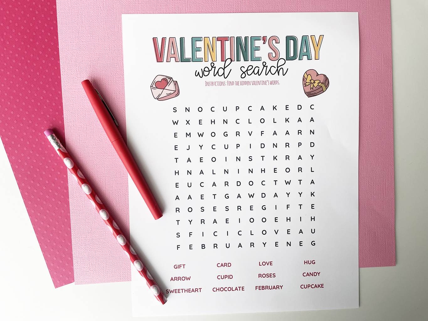 Valentine s Day Word Search The Crafting Chicks