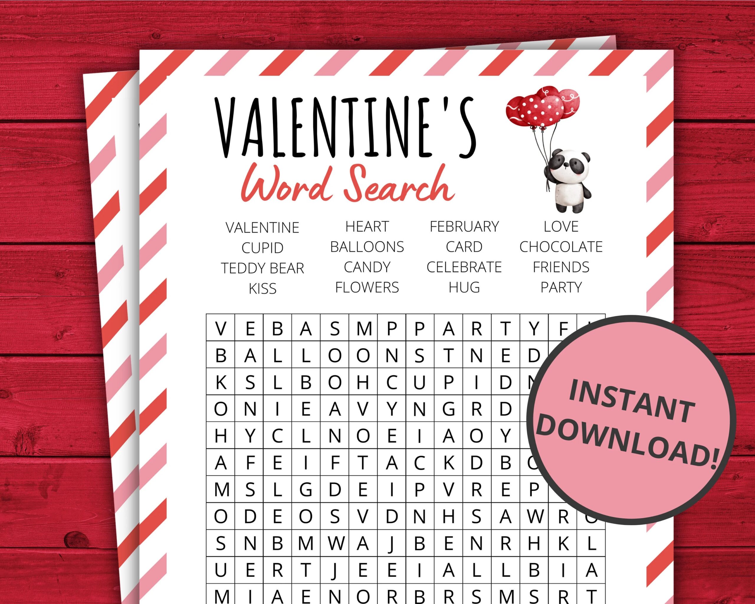 Valentine s Day Word Search Valentine s Party Games Valentines Day Activity For Kids And Adults Virtual And Printable Party Games Etsy