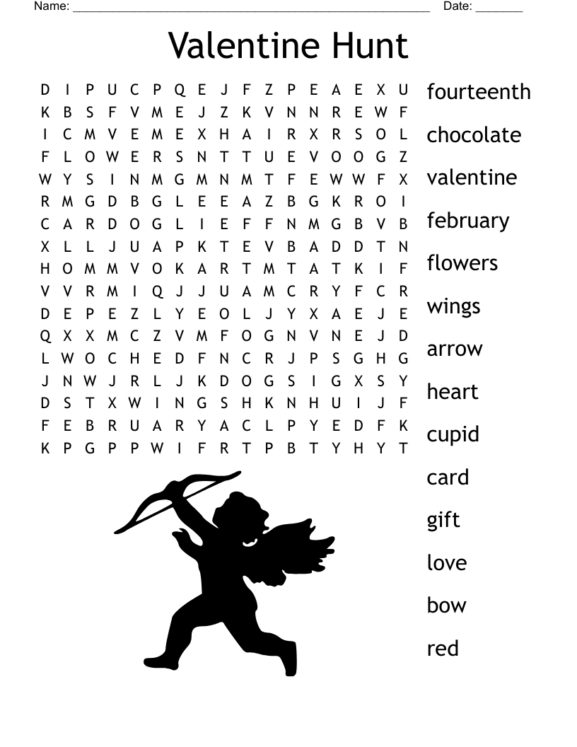 Valentine s Day Word Search WordMint