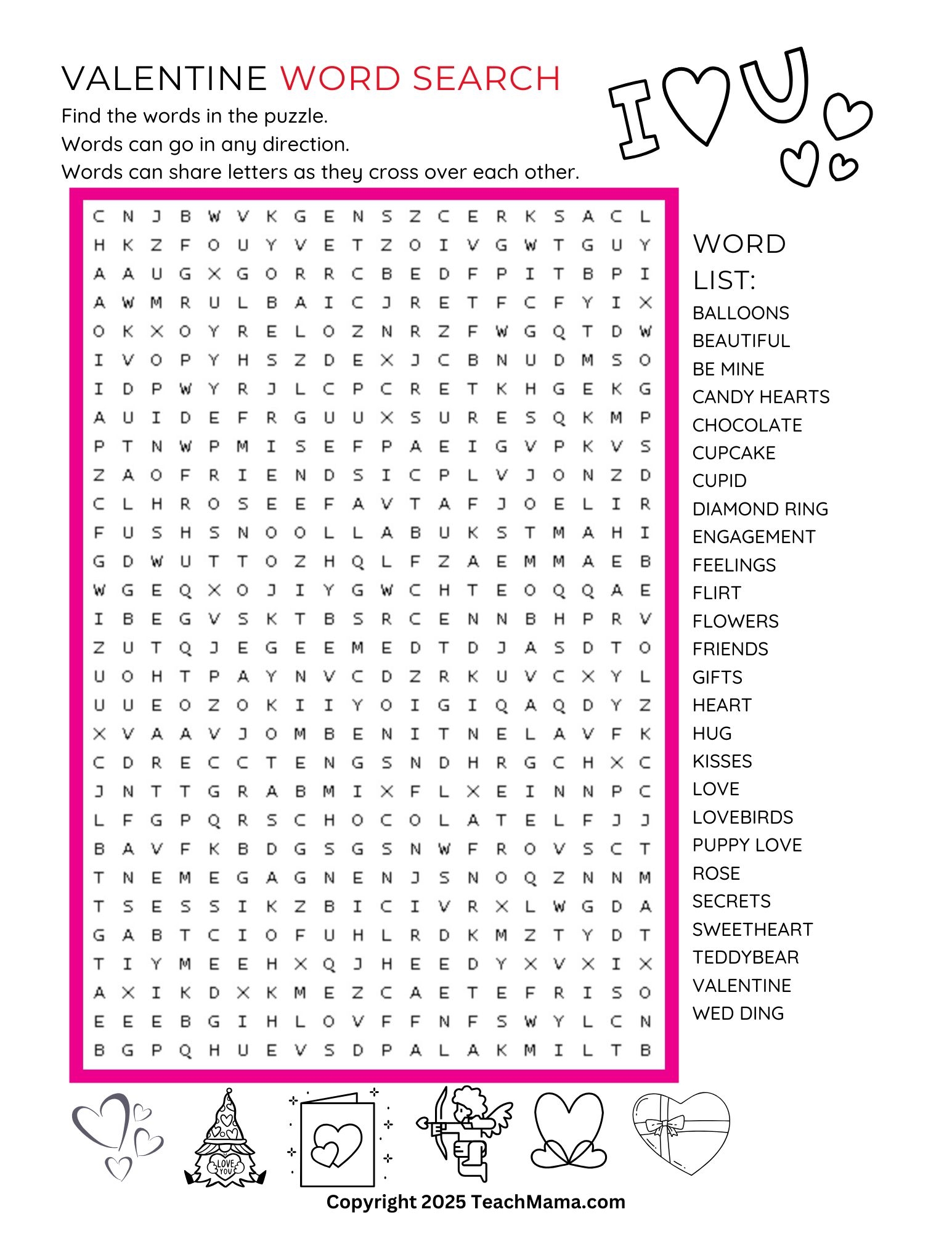 Valentine Word Search For Kids Teach Mama