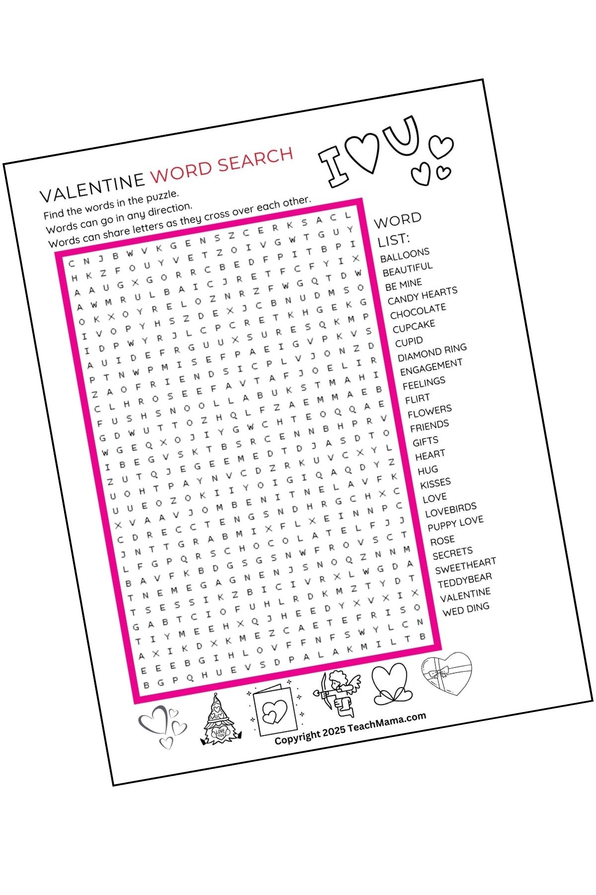 Valentine Word Search For Kids Teach Mama