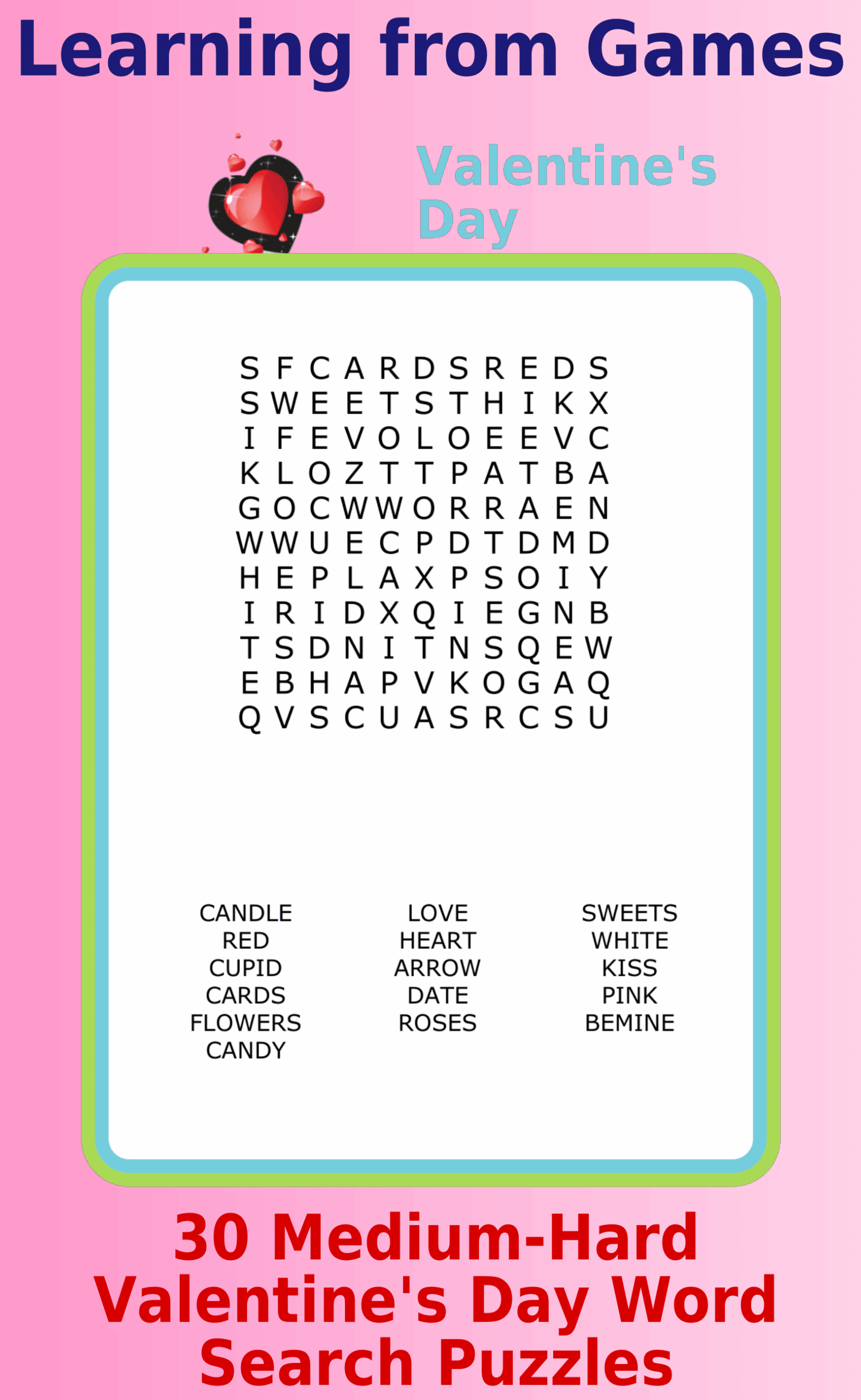 Valentine Word Search PDF 