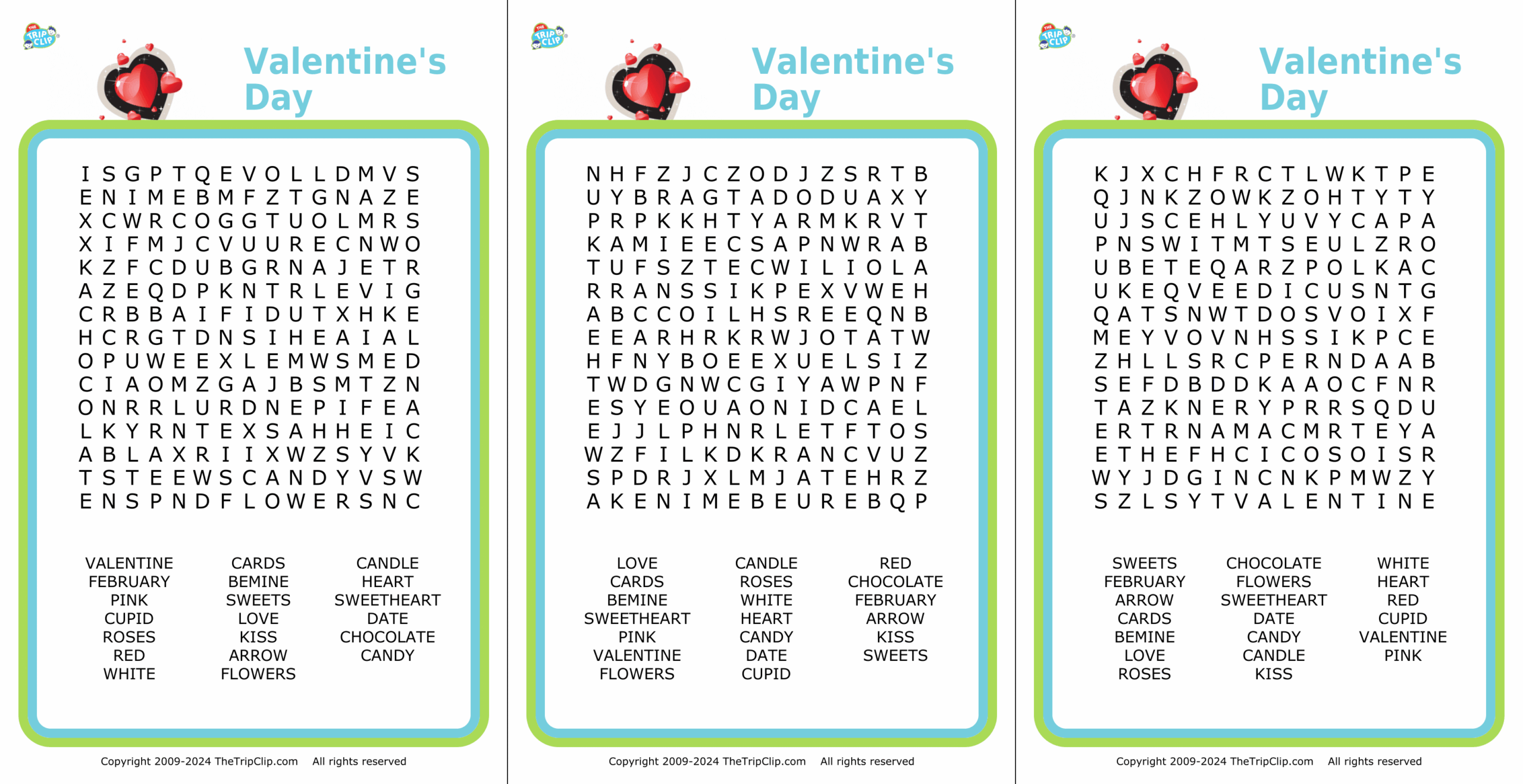 Valentine Word Search Printable
