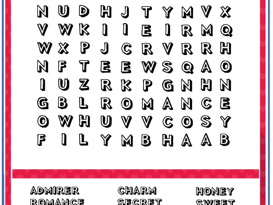 Valentine Word Search Printable Puzzles