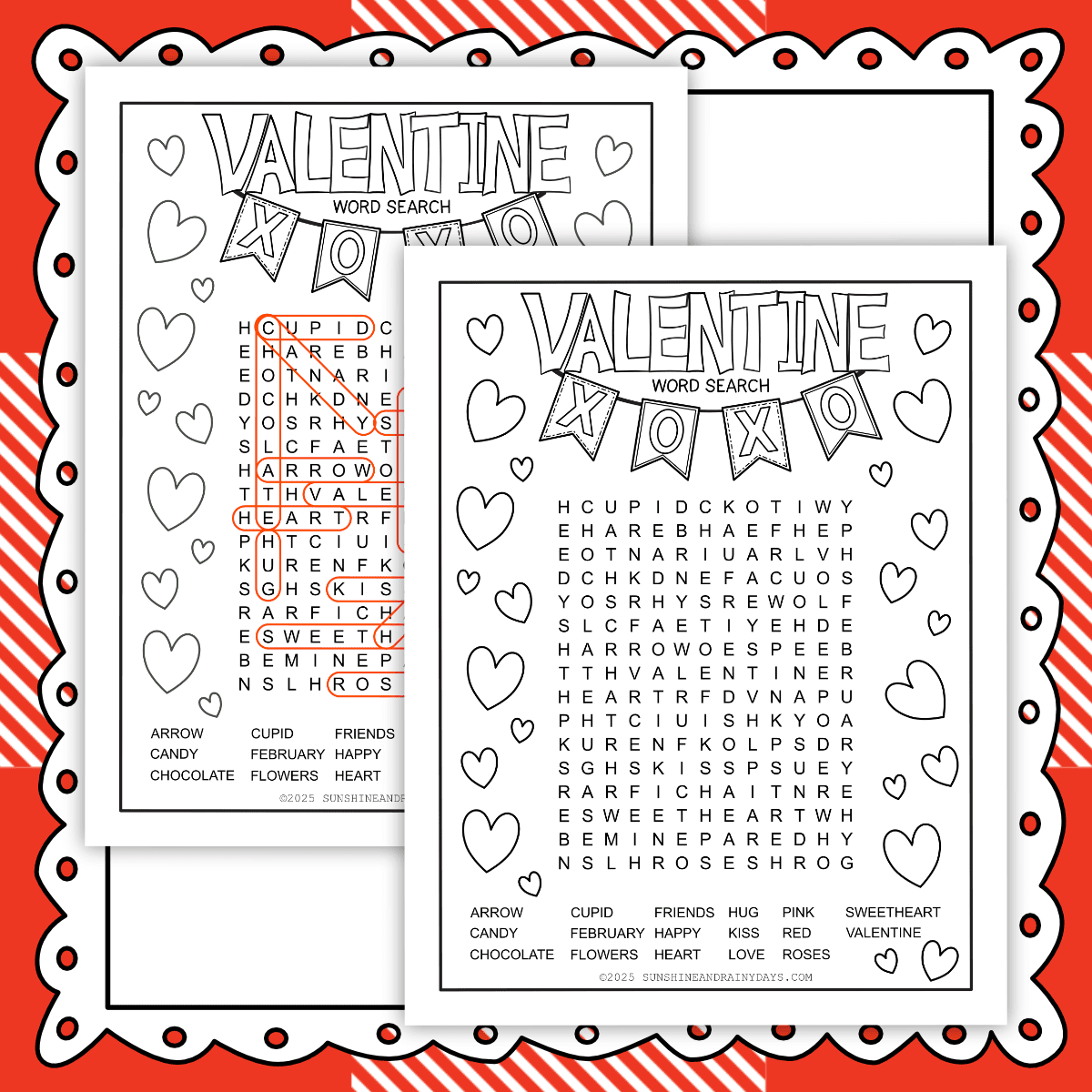valentine word search printable sunshine and rainy days