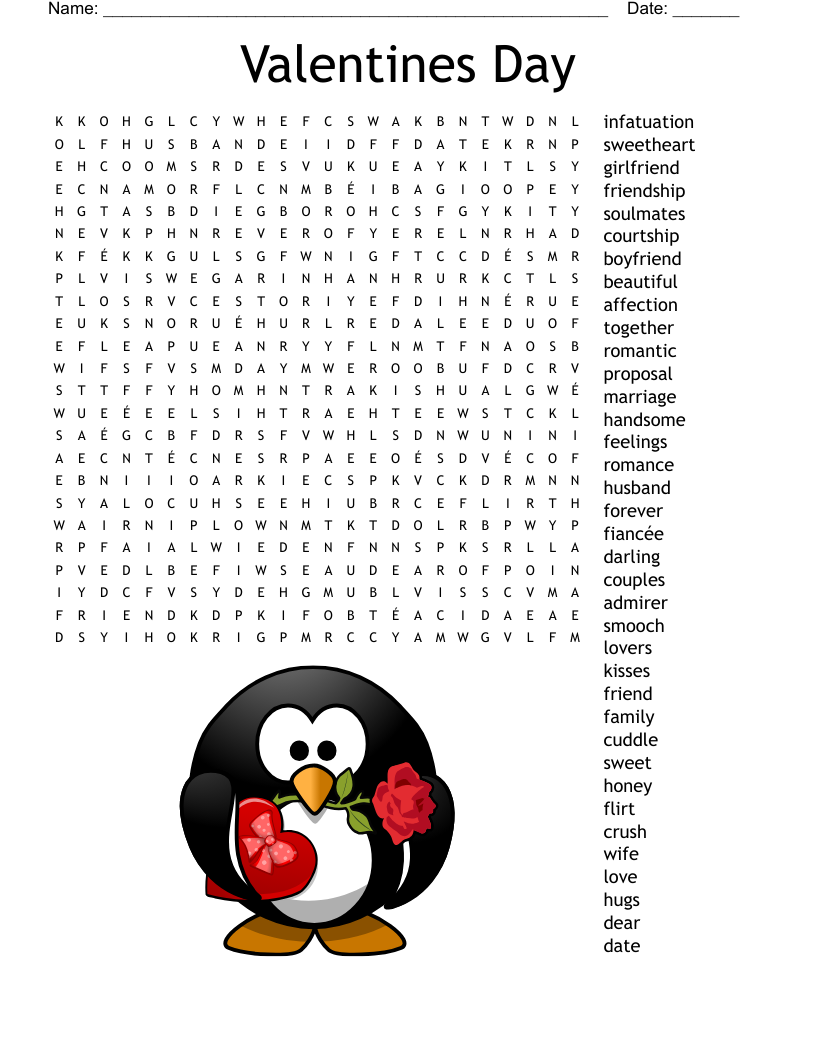 Valentine Word Search WordMint