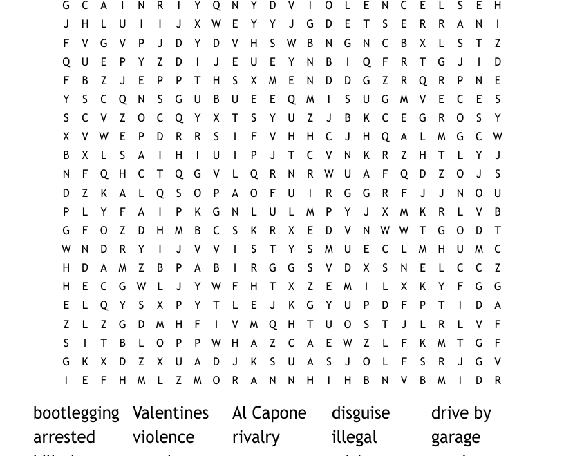 Valentines Day Massacre Word Search WordMint
