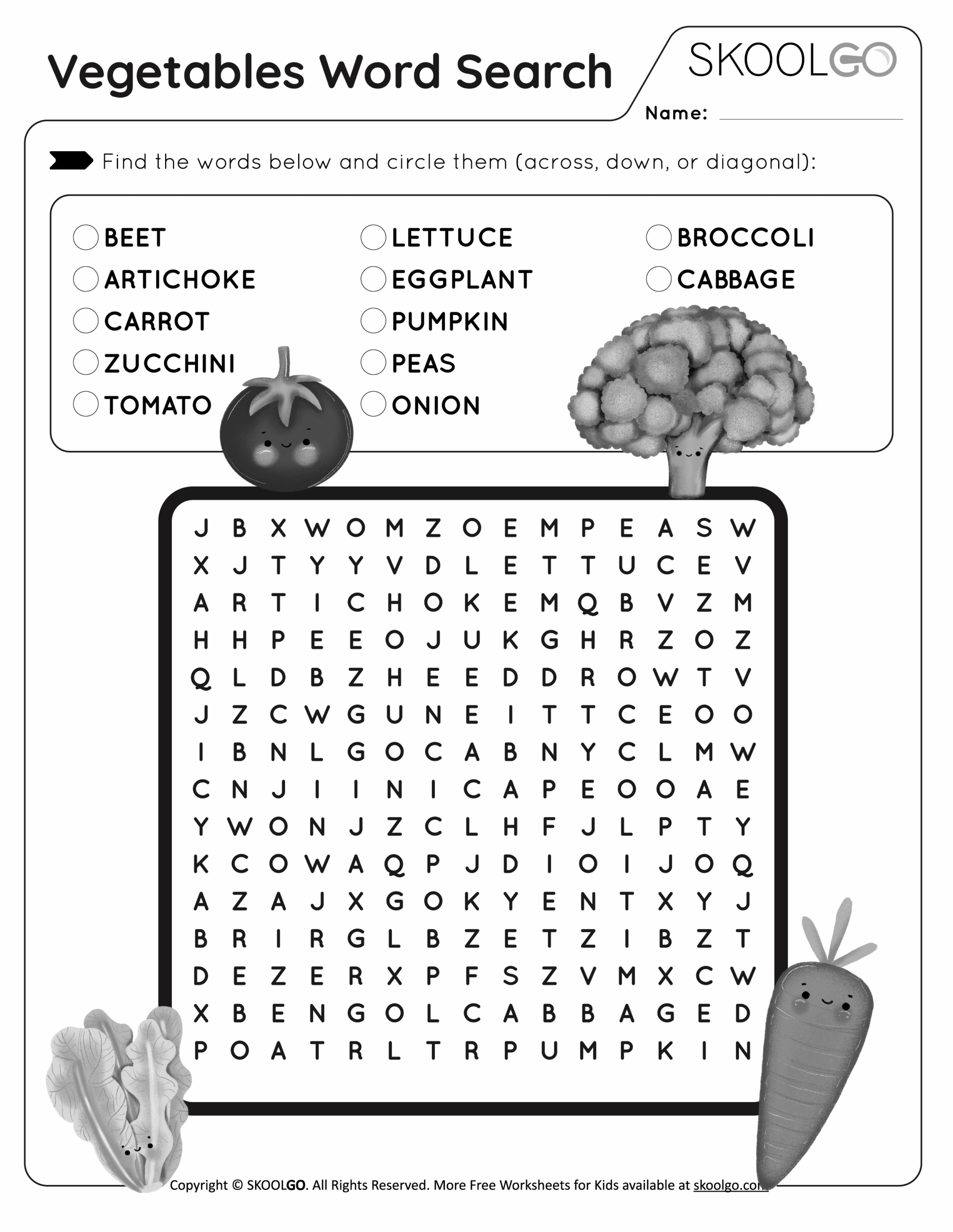 Vegetables Word Search Free Game For Kids SKOOLGO