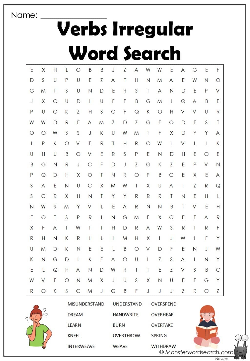 Irregular Verbs Printable Word Search