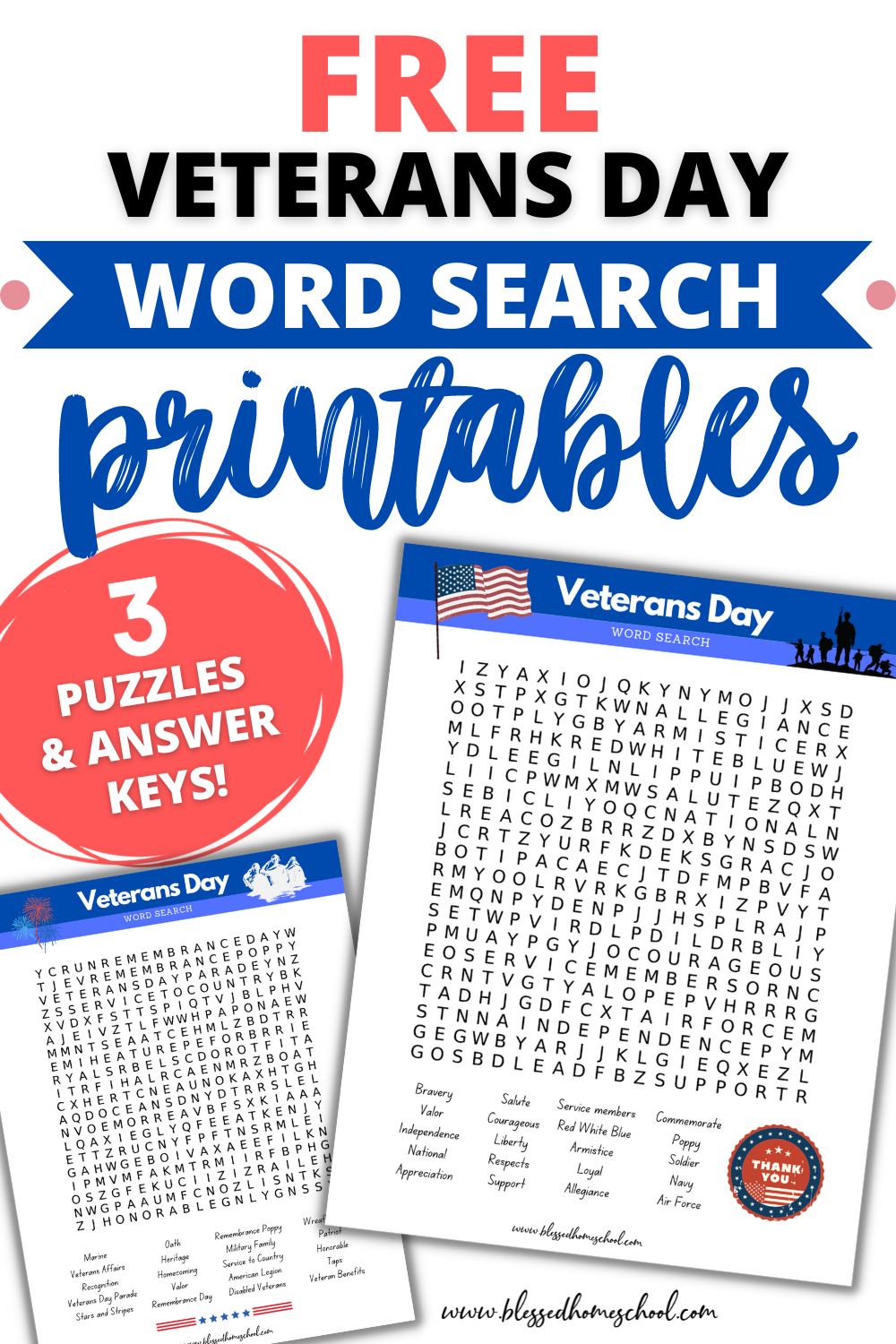All Free Printable Word Search Veterans Day Answers