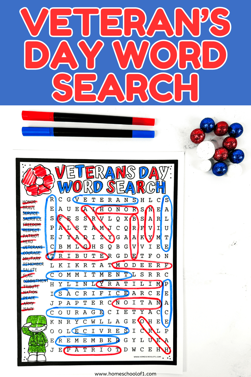 Veterans Day Word Search Free Printable 