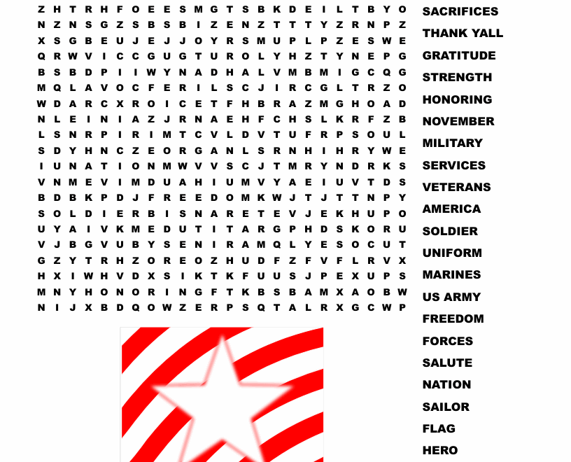 Veterans Day Word Search WordMint