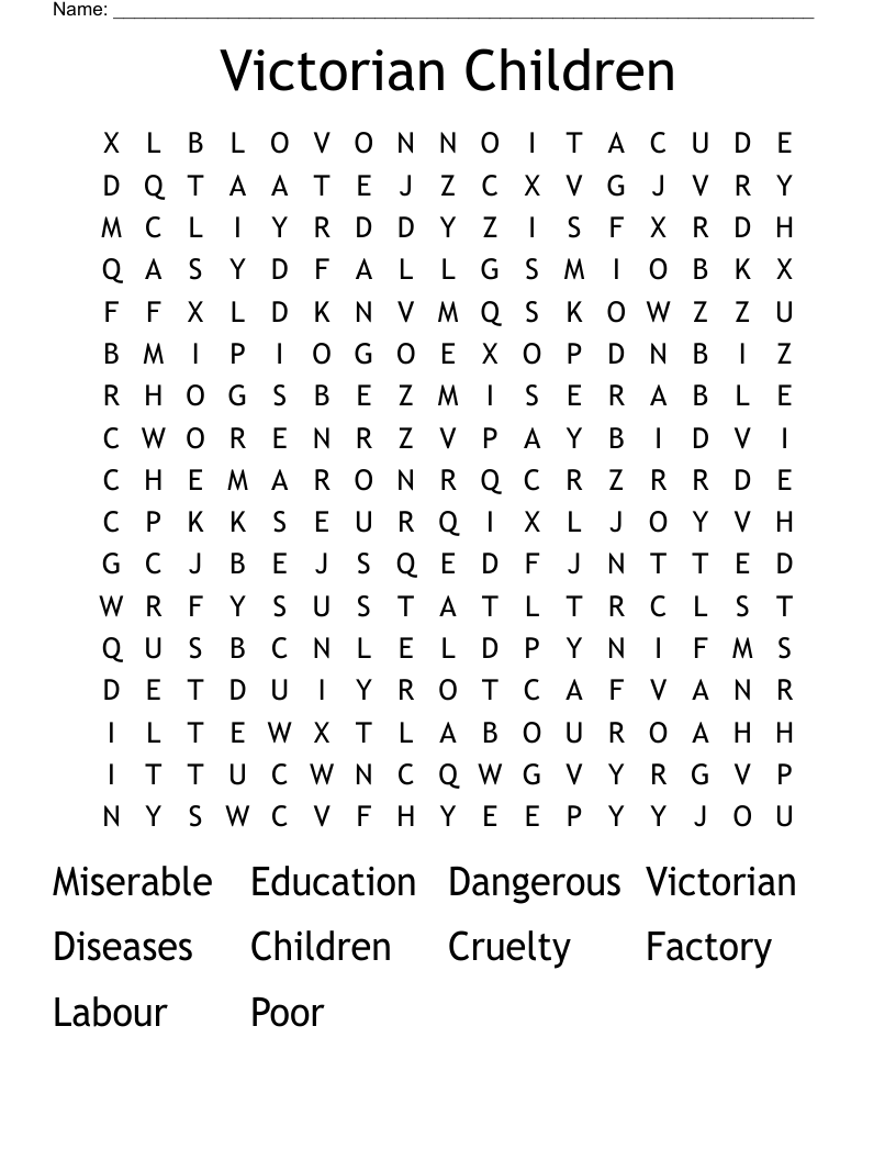Victorian Children Word Search WordMint