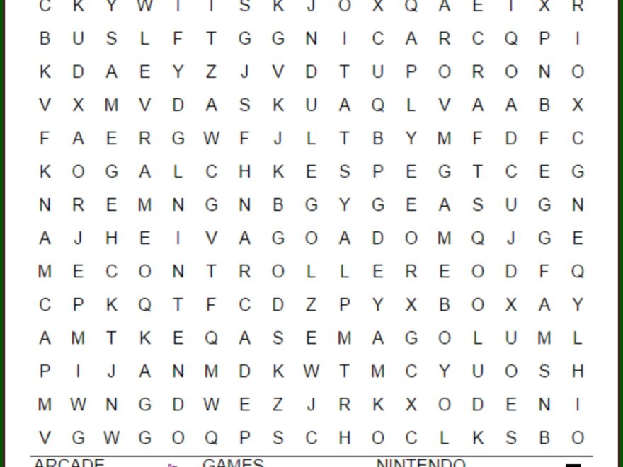 Video Game Themed Word Search For Kids Thrifty Mommas Tips Worksheets Library