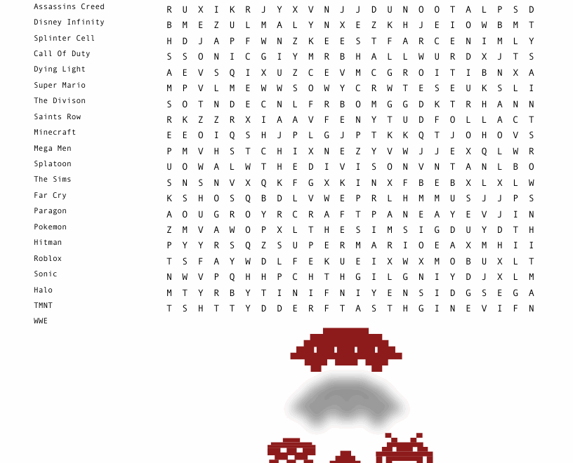 Video Games Word Search WordMint