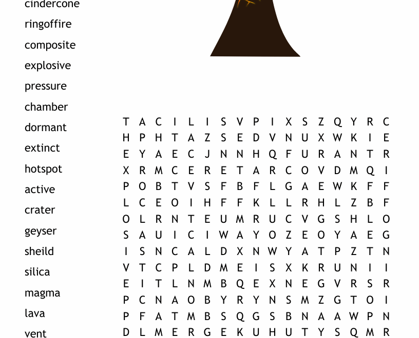 Volcano Word Search WordMint